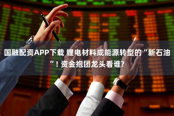 国融配资APP下载 锂电材料成能源转型的“新石油”! 资金抱团龙头看谁?